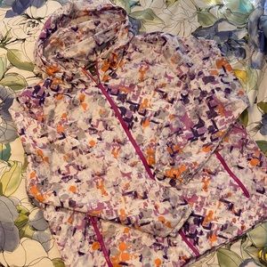 Eddie Bauer cool lined wind breaker, unique geometric print, unlined hood